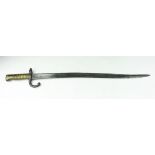 A late 19th century French 1872 pattern sword bayonet,