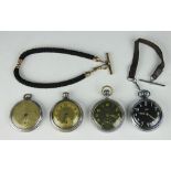 A collection of four open face pocket watches, to include; A Smiths and Elgin example,