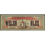 Thompson & Co Welsh Ales, Sun and Eagle Breweries, Wrexham, North Wales, A colour lithograph,