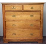 A Victorian walnut campaign type chest, with two short and two long drawers,