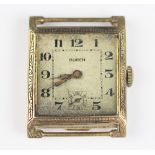 A Buren wristwatch face, the square face with decorative engraved bezel, square face,