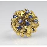 A sapphire set dress ring, 1970's,