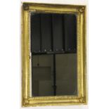 A 19th century giltwood and gesso rectangular wall mirror, with shell corners, 66cm x 42cm,