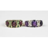 An amethyst and diamond set dress ring,