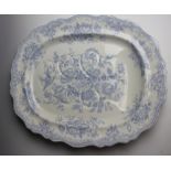 A 19th century Aesiatic Pheasants pattern well and tree shape meat plate, 50cm,