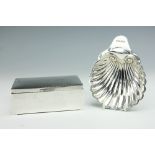 A silver shell shaped salt, J B Chatterley & Sons Ltd, Birmingham 1960,