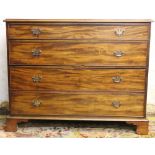 A George III mahogany chest, of four graduated long drawers, on bracket feet,