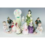 A selection of Royal Doulton figurines to include; 'Off to school' HN 3768, 14cm high (2),