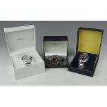 Three boxed Seiko wristwatches, to include; a Seiko Chronograph, boxed, a Seiko Quartz Sports 100,