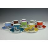 A set of eight espresso cups and saucers,