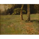 FRANCESCO LOJACONO (Palermo 1838 - 1915) OLIO su tela (bozzetto) "foglie d'autunno".  Misure: cm