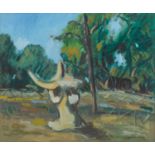SIGFRIDO OLIVA (Messina 1942) OLIO su tela "parco".  Misure: cm 60 x 50