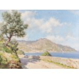 ANTONIO CUTINO (New York 1905 - Palermo 1984) OLIO su tela "paesaggio costiero con trazzera" firmato