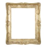 CORNICE a guantiera in legno dorato ad argento a mecca (cm 47 x 60,5). Sicilia meta' '800 Misure: cm