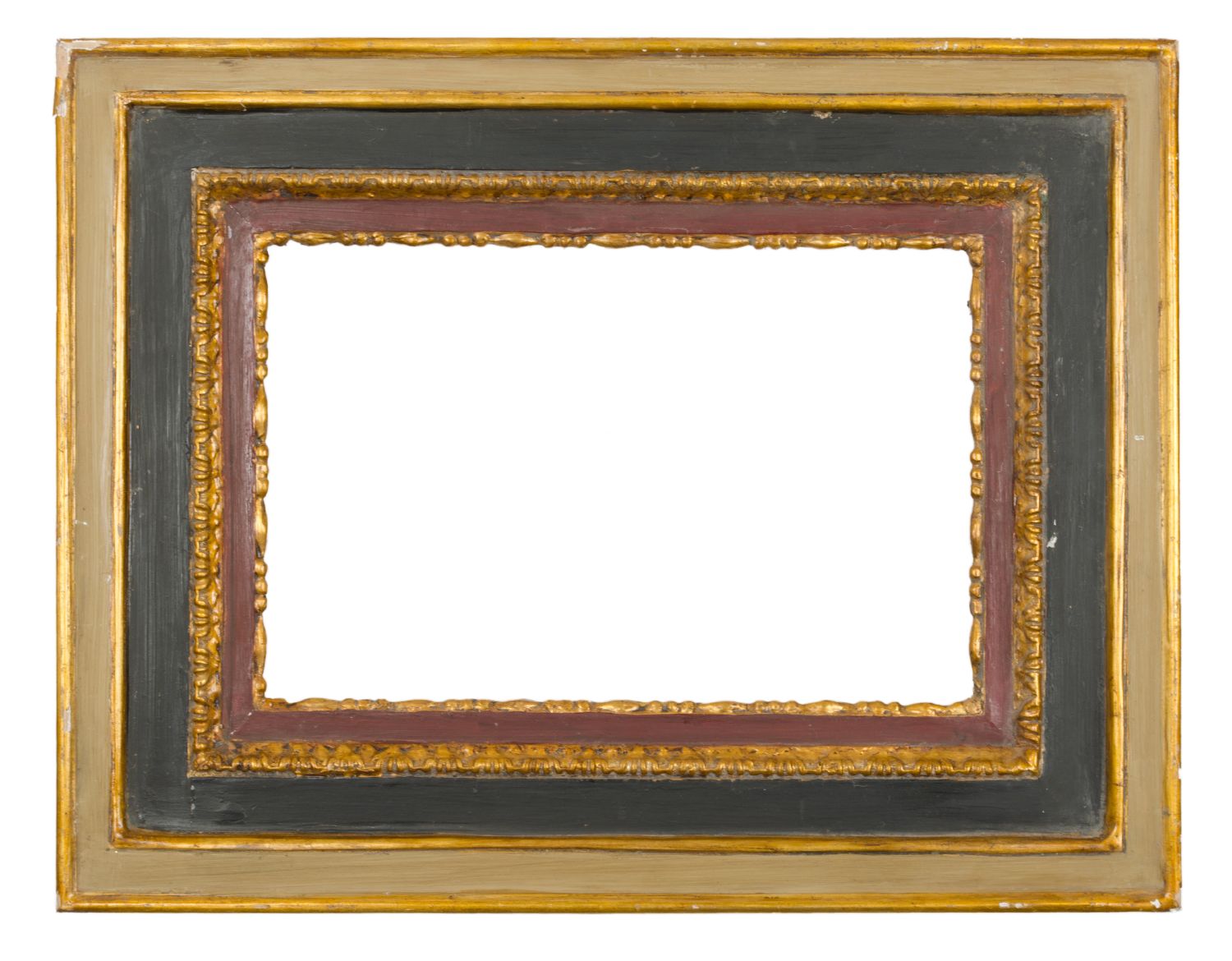 CORNICE in legno laccato e dorato (cm 44 x 29). Sicilia XIX secolo Misure: cm 52 x 67