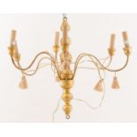 LAMPADARIO in legno e ferro dorato a sei luci. Sicilia XIX secolo Misure: h cm 58