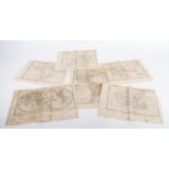CINQUE CARTE GEOGRAFICHE "mappamondo" e "continenti". XIX secolo Misure: cm 40 x 28 - 41 x 27