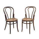 COPPIA SEDIE stile Thonet in faggio curvato a fuoco con seduta in finocchino (seduta h cm 45).