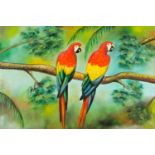 GEORGE BILE OLIO su tela "pappagalli". XX secolo Misure: cm 90 x 60