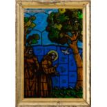 PITTURA su vetro "San Francesco d'Assisi". Italia XX secolo Misure: cm 16 x 24