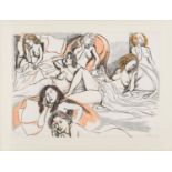 RENATO GUTTUSO (Bagheria (Pa) 1911 - Roma 1987) LITOGRAFIA a colori "nudi femminili", esemplare