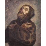 PIETRO BUTTITTA (Palermo 1915 - 1997)  OLIO su tavoletta "San Francesco in estasi" firmato in alto a