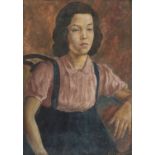 OLIO su cartone "mezzobusto di ragazza", firmato in basso a destra. XX secolo Misure: cm 50 x 70