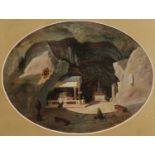 OLIO su cartone "Grotta di Santa Rosalia sul Monte Pellegrino". XIX secolo Misure: cm 21 x 15,5