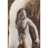 GIOVANNI BARTOLONE OLIO su carta "nudo femminile". Datato 1973 Misure: cm 33 x 48