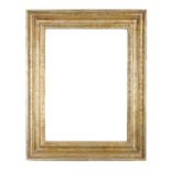 CORNICE Impero in legno dorato ad argento a mecca (cm 54 x 40). Sicilia XIX secolo Misure: cm 68 x