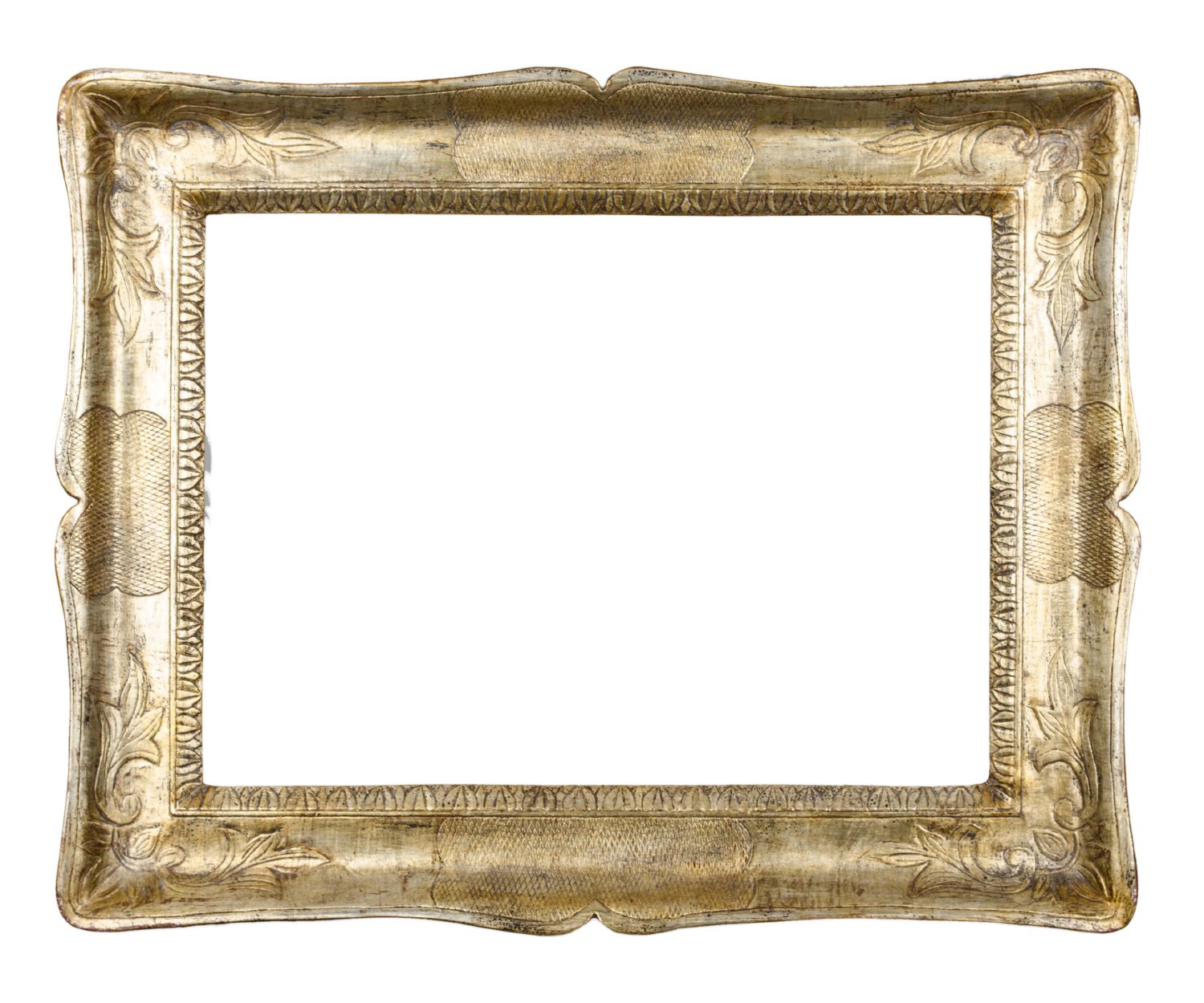 CORNICE a guantiera in legno dorato ad argento a mecca (cm 56 x 41). Sicilia fine '800 Misure: cm 59