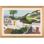 RENZO MESCHIS (Palermo 1945) SERIGRAFIA prova d'autore "paesaggio siciliano".  Misure: cm 100 x 70