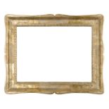CORNICE a guantiera in legno dorato ad argento a mecca (cm 45 x 59,5). Siciia meta' '800 Misure: