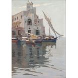 ILIO GIANNACCINI (Roma 1897 - 1968) OLIO su tela "Torre del Greco - mattino di Luglio", firmato e