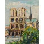 P. JOVANOVIC OLIO su cartoncino "Notre-Dame de Paris". Datato 1965 Misure: cm 60 x 40