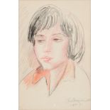 LIA PASQUALINO NOTO (Palermo 1909 - 1998) DISEGNO su carta "Volto femminile - 1974", firmato in