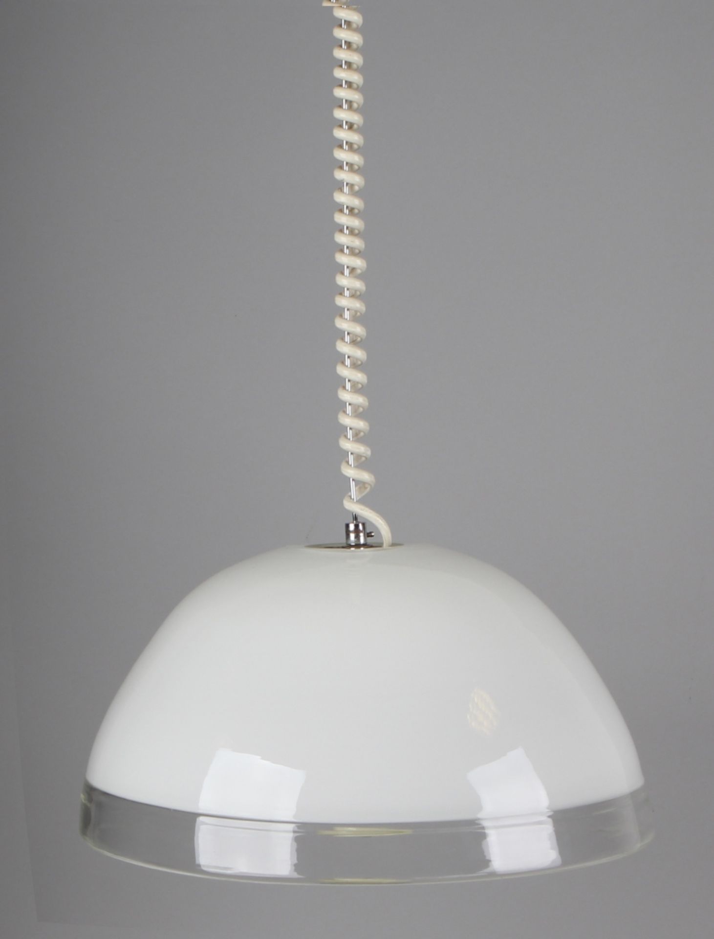Italian glass design lamp, thick glass, white and transparent, about 1cm thick with chrome, circa