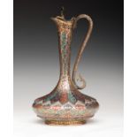 Kashmir Zamzam Pitcher Kashmiri, 19th century, gilt bronze with turquoise blue, red and cobalt