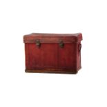Leather Chest Ottoman, 19th century, wrought leather, hand-stitched leather chest. 74x53x38 cm