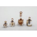 Crystal Perfume Bottles European, 19th century, cut crystal glass. A rare set of 4 perfume bottles