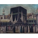 Kaaba Oil painting of the Kaaba and pilgrims. Anonymous. 65x52 cm