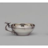 Small Silver Sauce Bowl 900 stamped silver setting, sauce bowl featuring ornate bird handle 12 cm