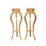 Two Dore Stands French, 19th century, gold leaf plated Kaspo carved wooden stands. This pair are