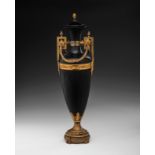 Bronze Appliqué Trophy Cup French, 19th century, bronze trophy. Stem leaves and ribbon applique