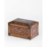 Ottoman Box Ottoman, 19th century, walnut, inlaid with mother of pearl and ornamented with geometric