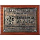 Brass Vessel Plaque Brazil, 1976, Santa Teresa ship brass plaque 60x45cm
