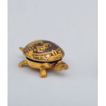 Toledo Table bell Spain, 1960, Toledo turtle figure. Winding table bell with gold inlay and floral