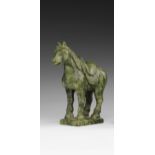 Jade Horse China, Natural Jade, hand-carved , Chinese royal horse figurine. 24 cm