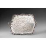 Christofle Tray French, 1862-1935, Christofle manufacturer stamped tray. Edges and handles form