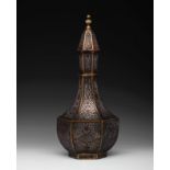 Silver Inlaid Jug Iran, 19th century, cover brass jug containing silver inlaid craftsmanship